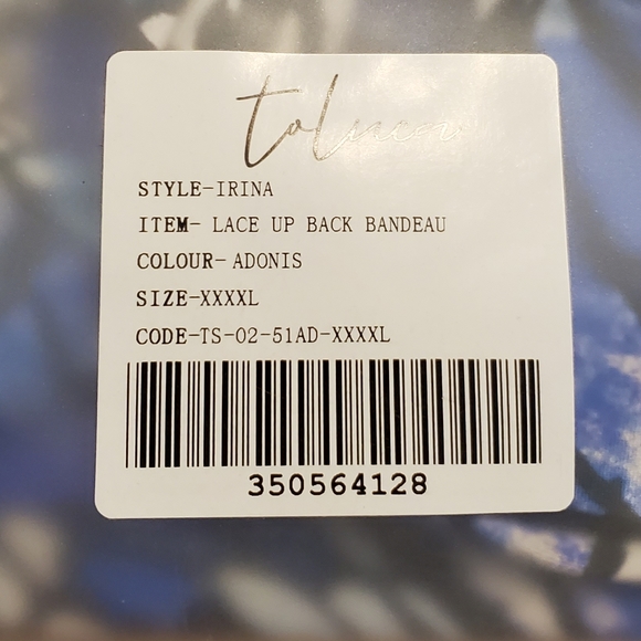 Toluca Swim Irina Lace-up Back Bandeau- Adonis - Picture 5 of 10